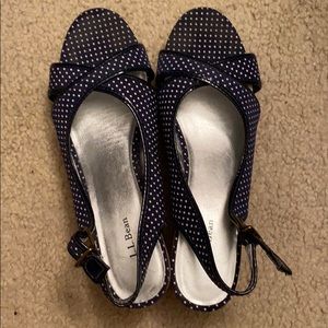 LL Bean Blue Polka Dot Wedges, Worn Once! 7
